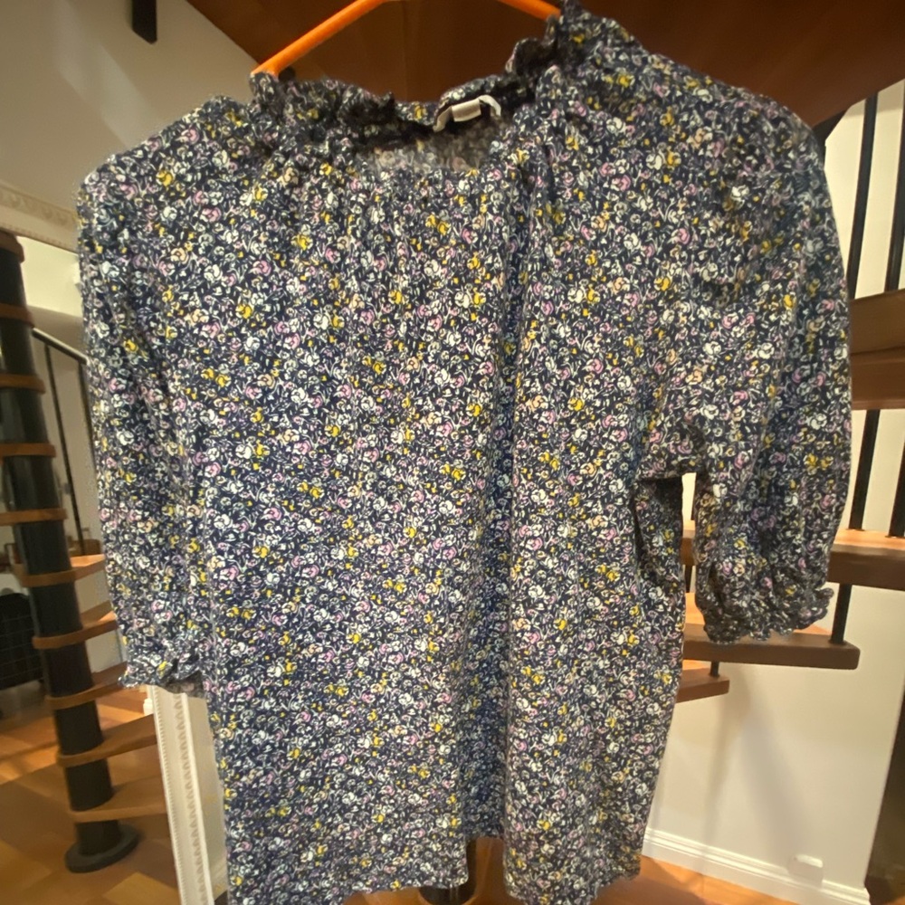 LOFT Floral Blouse - Blue and Yellow - Picture 2 of 4